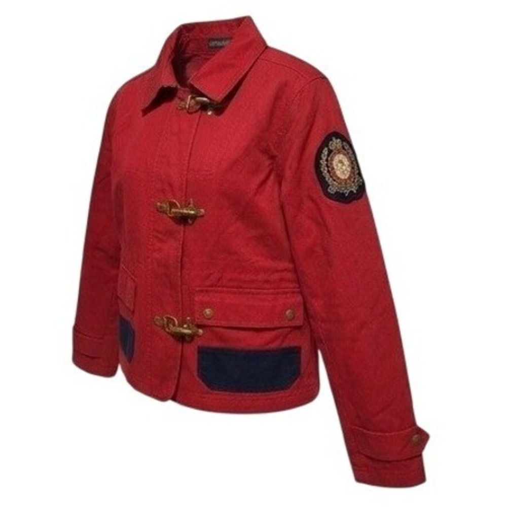 Vintage Lauren Jeans Co. Ralph Lauren Red Fireman Lobster Clasp Crest Jacket PM